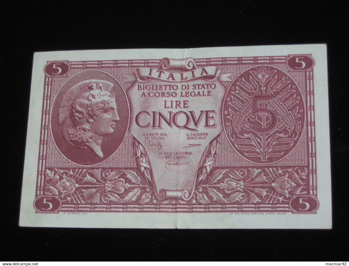 ITALIE - 5 Lire  Biglietto Di Stato 1935-1944  **** EN ACHAT IMMEDIAT **** - Italië– 5 Lire
