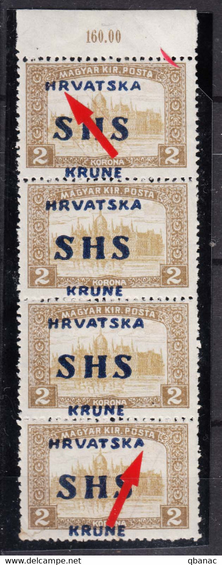 Yugoslavia, Kingdom SHS, Issues For Croatia 1918 Mi#80 Piece With Errors Overprint, Mint Never Hinged - Unused Stamps