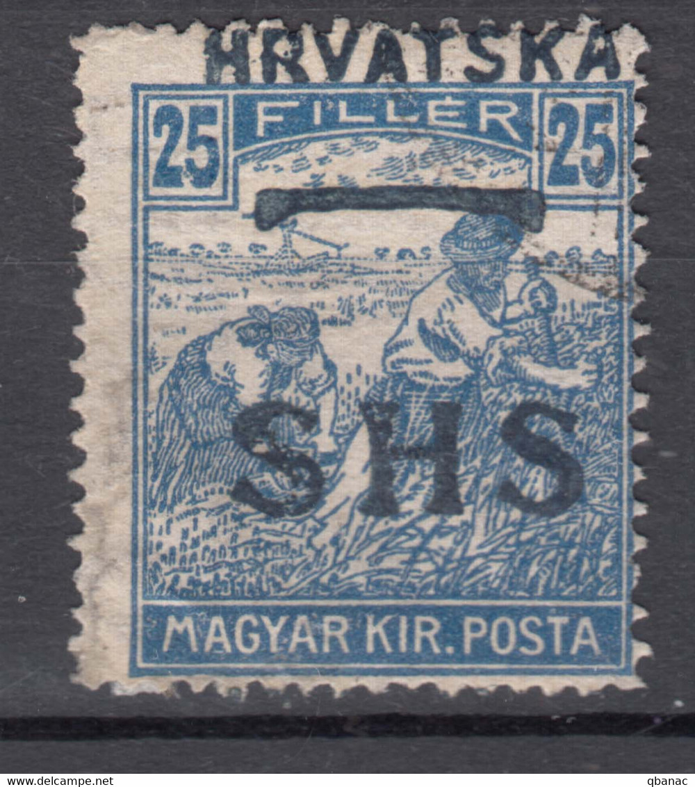 Yugoslavia, Kingdom SHS, Issues For Croatia 1918 Mi#73 Error - Shifted Overprint Used - Used Stamps