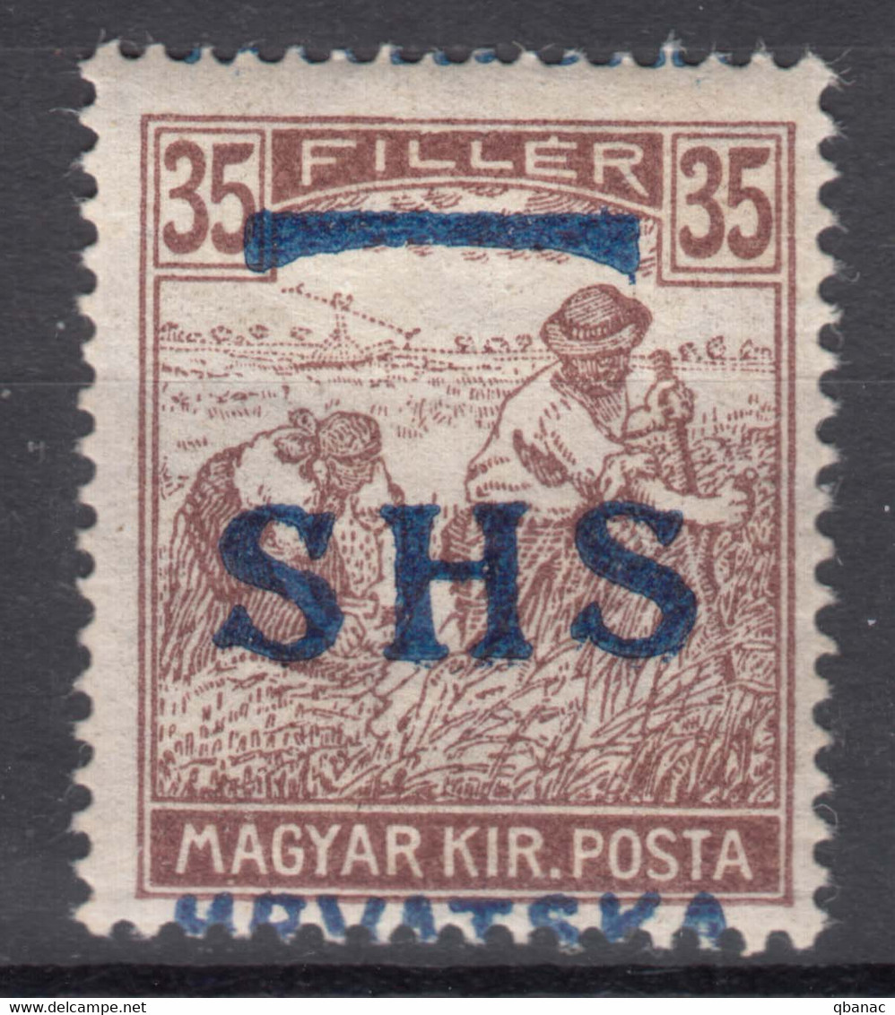 Yugoslavia, Kingdom SHS, Issues For Croatia 1918 Mi#74 Error - Moved Overprint, Mint Hinged - Unused Stamps