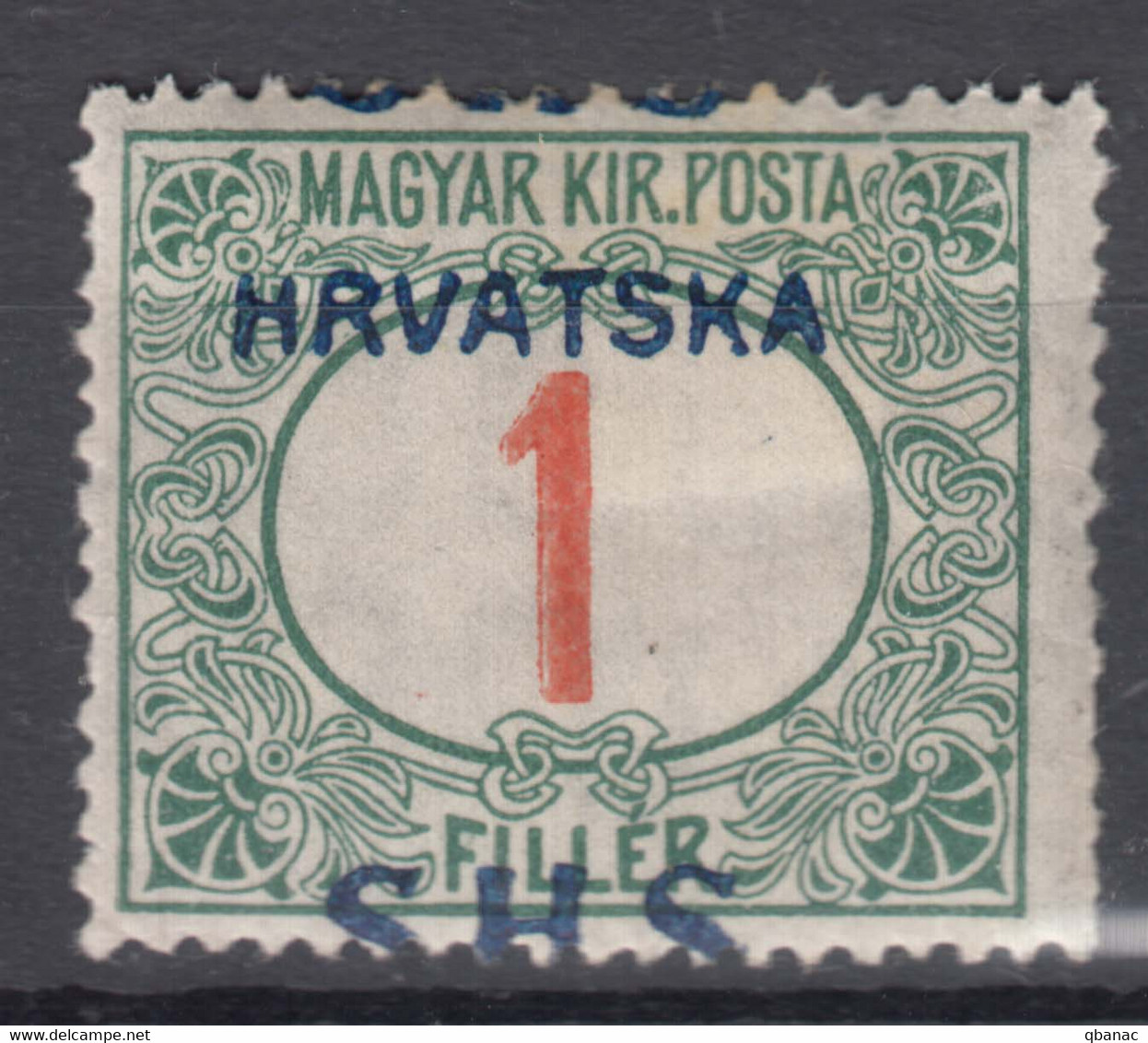 Yugoslavia, Kingdom SHS, Issues For Croatia 1918 Porto Mi#27 Error - Moved Overprint, Mint Hinged - Ungebraucht