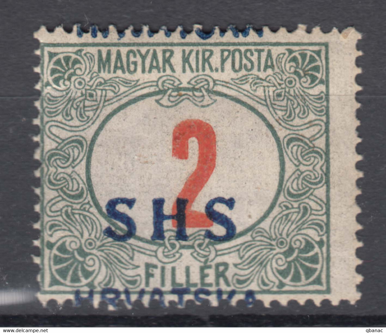 Yugoslavia, Kingdom SHS, Issues For Croatia 1918 Porto Mi#28 Error - Moved Overprint, Mint Hinged - Neufs