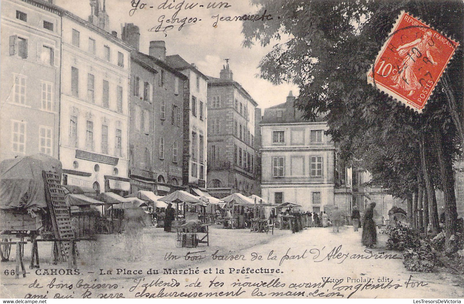 CPA - FRANCE - 46 - CAHORS - La Place Du Marché Et La Préfecture - Animée - - Cahors