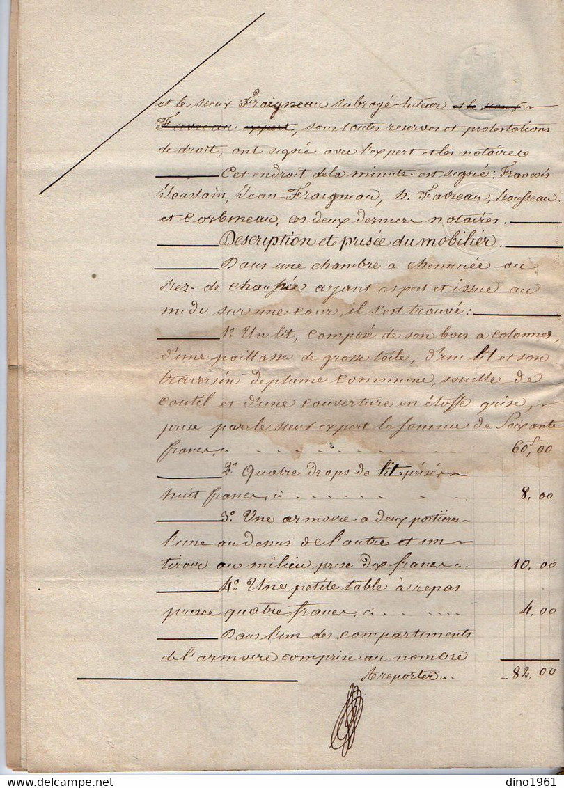 VP21.150 - FONTAINE CHALENDRAY - Acte De 1858 - Inventaire Après Décès De Mme JOUSLIN De VILLIERS COUTURE - Manuscrits