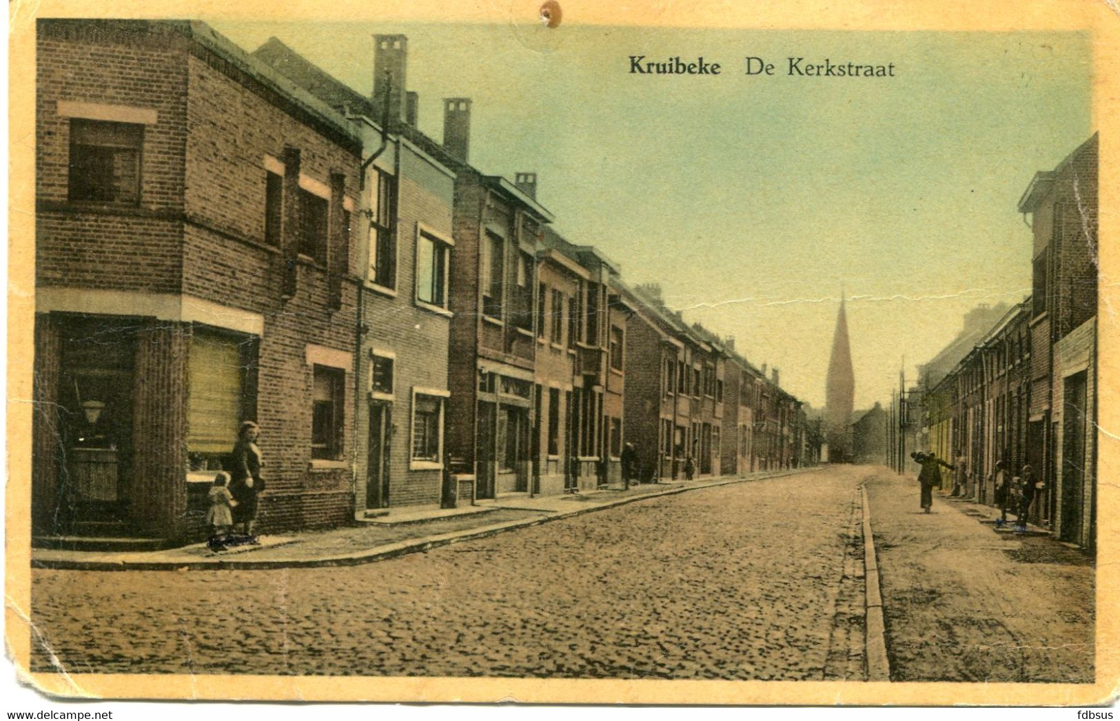 1958 KRUIBEKE DE KERKSTRAAT - MOOIE KLEURKAART NAAR SOLDAAT IN HEVERLEE - UITGAVE J. DE CLEEN - Kruibeke