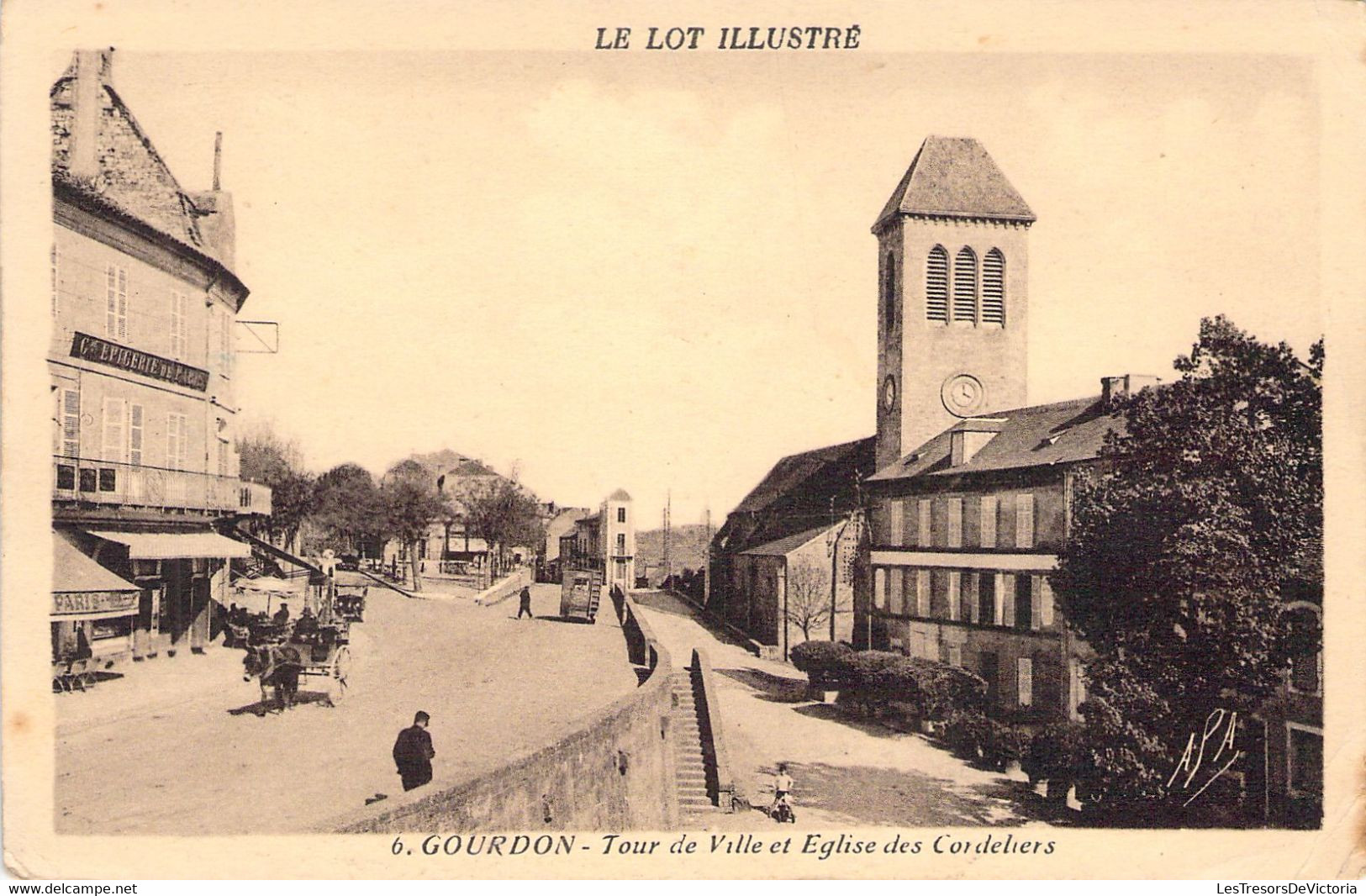 CPA - FRANCE - 46 - GOURDON - Tour De Ville Et Eglise Des Cordeliers - Cartes APA ALBI - Gourdon