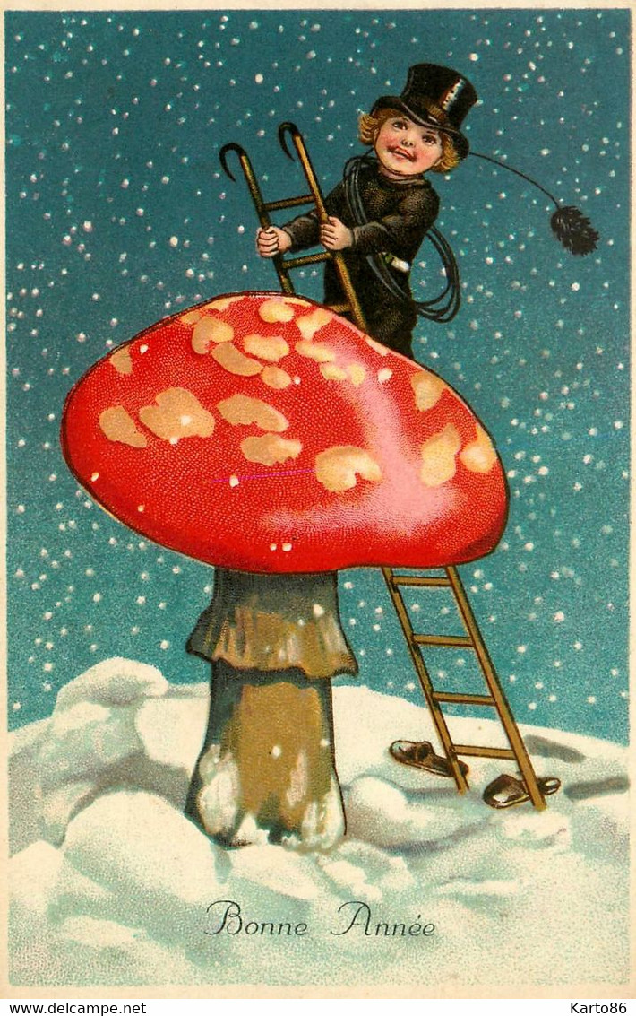 Champignon Et Petit Ramoneur * CPA Illustrateur * Chimney Sweep Métier * Mushroom Champignons - Pilze