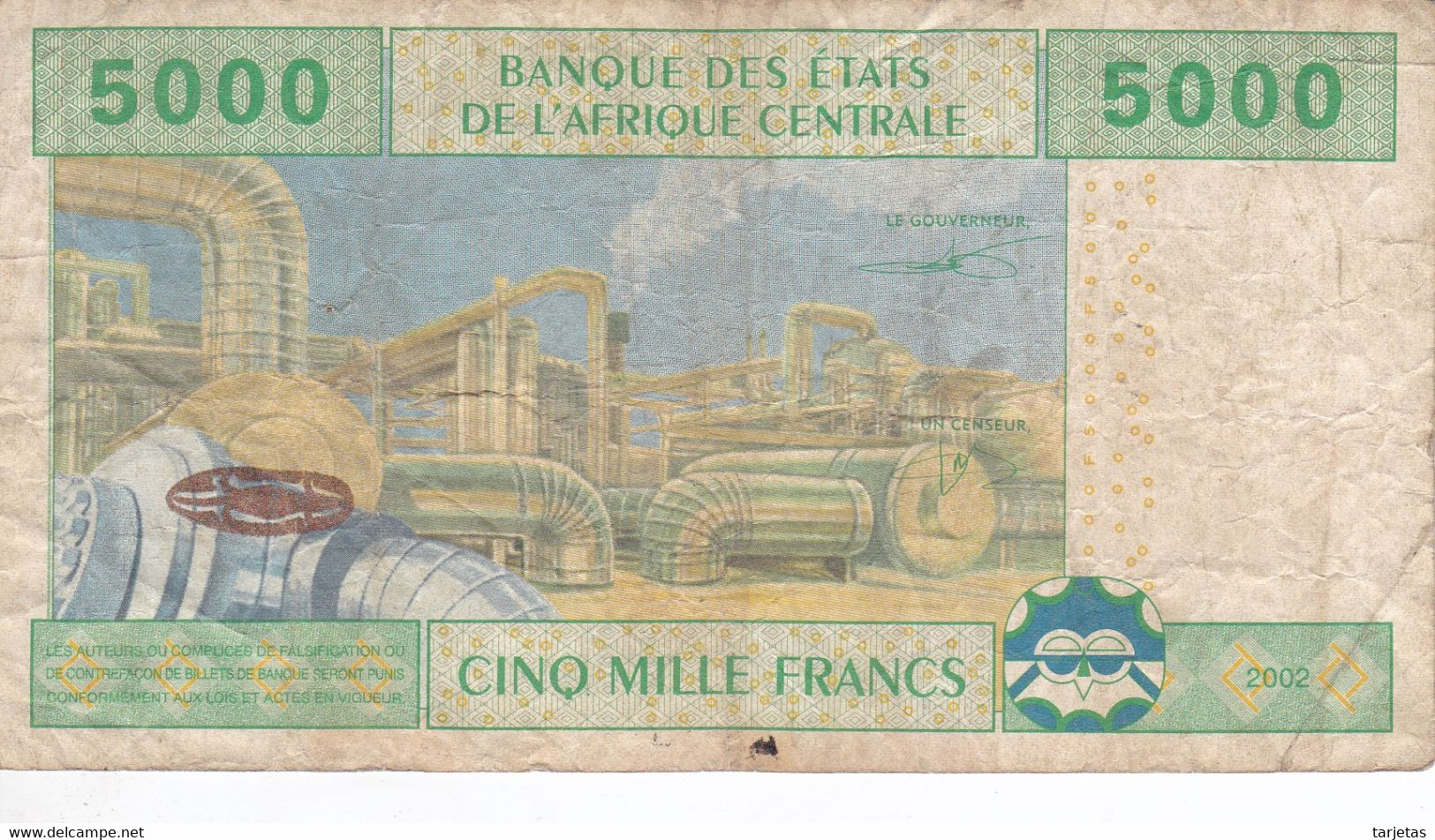 BILLETE DEL CONGO DE 5000 FRANCS DEL AÑO 2002  (BANKNOTE) - République Du Congo (Congo-Brazzaville)