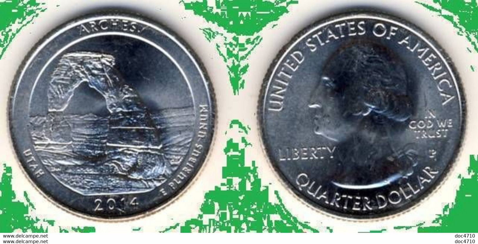 USA Quarter 1/4 Dollar 2014 P, Arches National Park - Utah, KM#568, Unc - 2010-...: National Parks