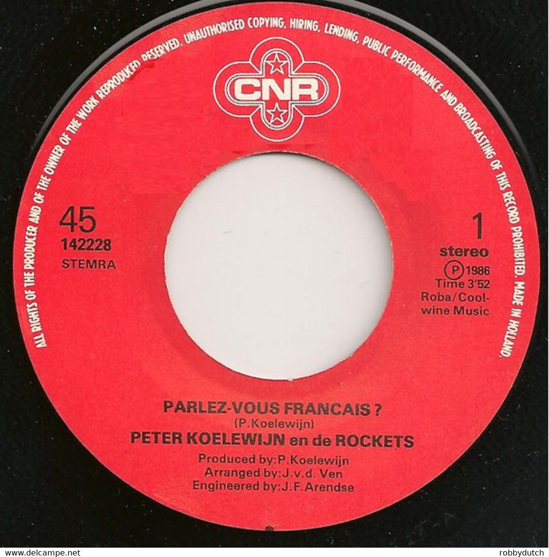 * 7" *  PETER KOELEWIJN En De ROCKETS - PARLEZ-VOUS FRANCAIS (Holland 1986 EX-) - Sonstige - Niederländische Musik