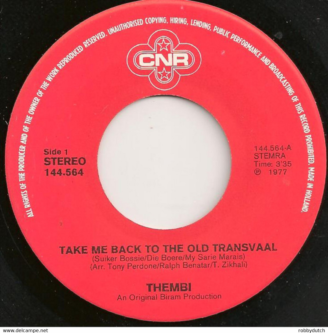 * 7" *  THEMBI - TAKE ME BACK TO THE OLD TRANSVAAL (Holland 1977) - Música Del Mundo
