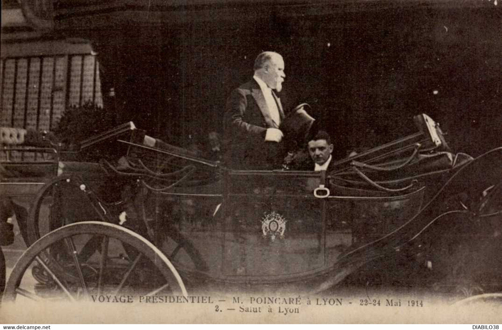 LYON     ( RHONE )  VOYAGE PRESIDENTIEL . M. POINCARE A LYON LE 22-23 MAI 1914 _ SALUT A LYON - Réceptions