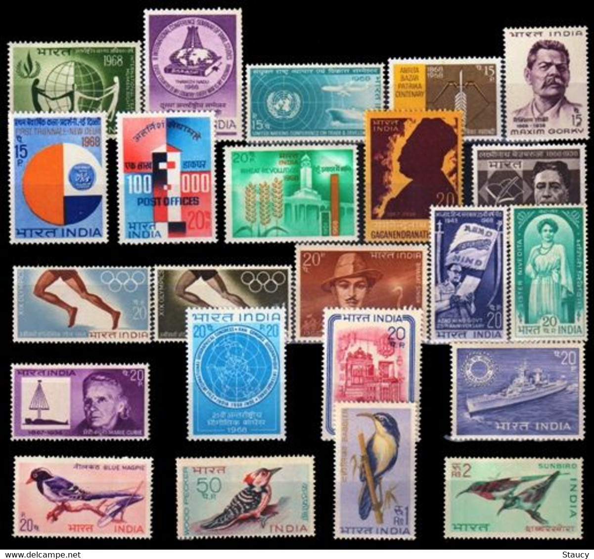 India 1968 Complete Year Pack / Set / Collection Total 23 Stamps (No Missing) MNH As Per Scan - Nuovi