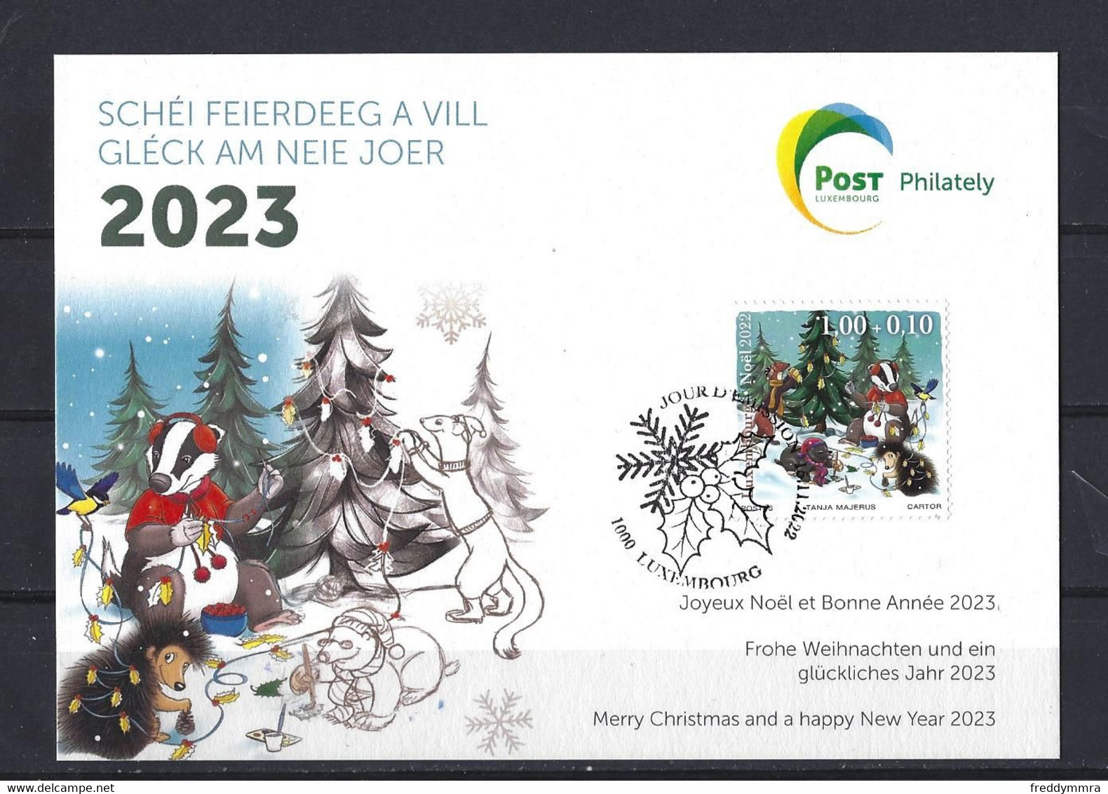 Luxembourg: Carte De Noël / Nouvel An 2022/ 2023 - Storia Postale