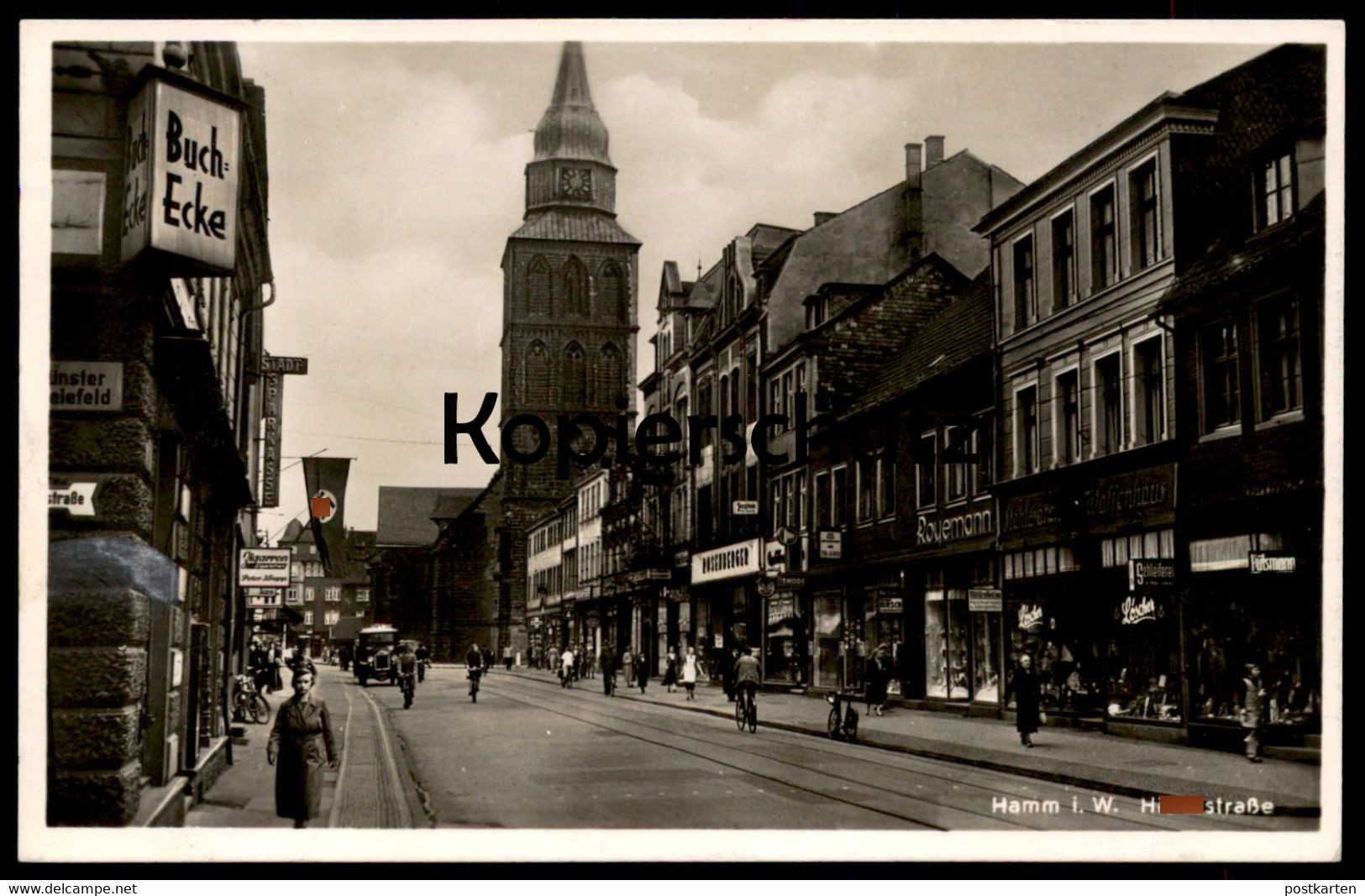 ALTE POSTKARTE HAMM H...STRASSE ZIGARREN PETER KROPP BUCH-ECKE ROSENBERGER WAFFENHAUS LÖRSCH MILITÄREFFEKTEN AK Postcard - Hamm