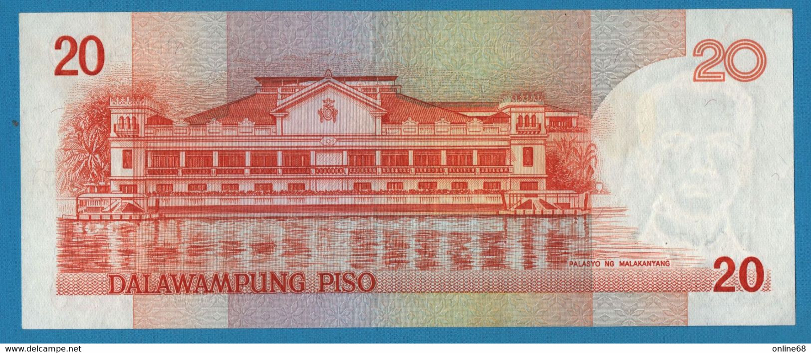 PILIPINAS 20 PISO ND  # DK943183 P# 170b Manuel Quezon Signatures: Aquino & Fernandez - Philippines