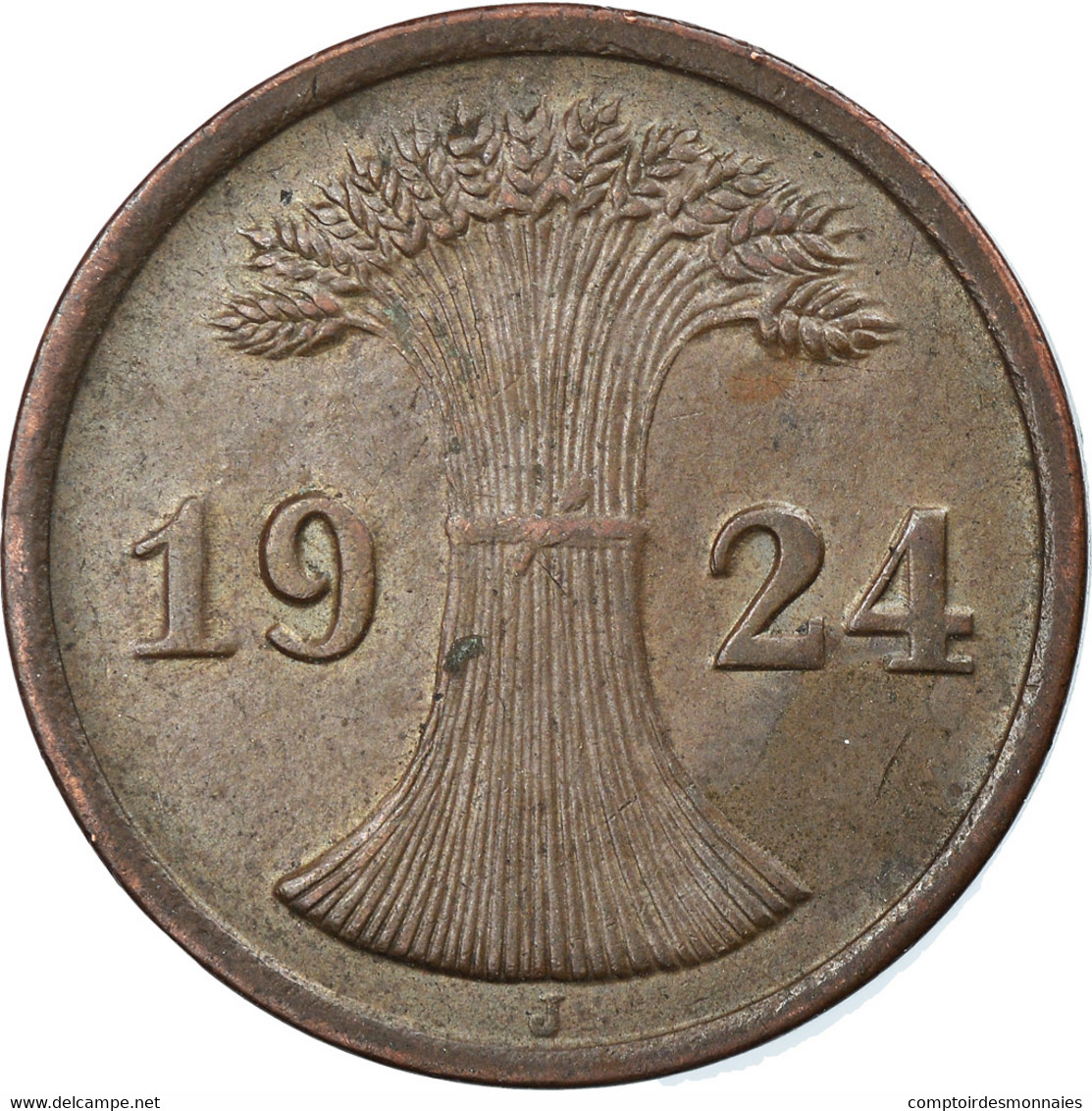 Monnaie, Allemagne, République De Weimar, 2 Reichspfennig, 1924, Hambourg, TTB - 2 Rentenpfennig & 2 Reichspfennig