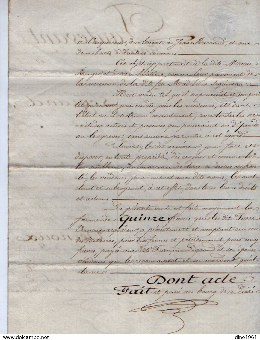 VP21.155 - AULNAY - Acte De 1849 - Vente De Terre Sise à LOIRE Par Mr LEGRAND à Mr VERNOUX - Manuscrits