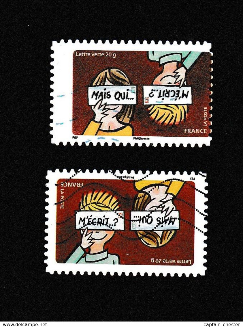 MAIS QUI M'ECRIT - Autoadhésif N° 1054 Maury 2014 - TRES BELLE VARIETE DE PIQUAGE - Used Stamps