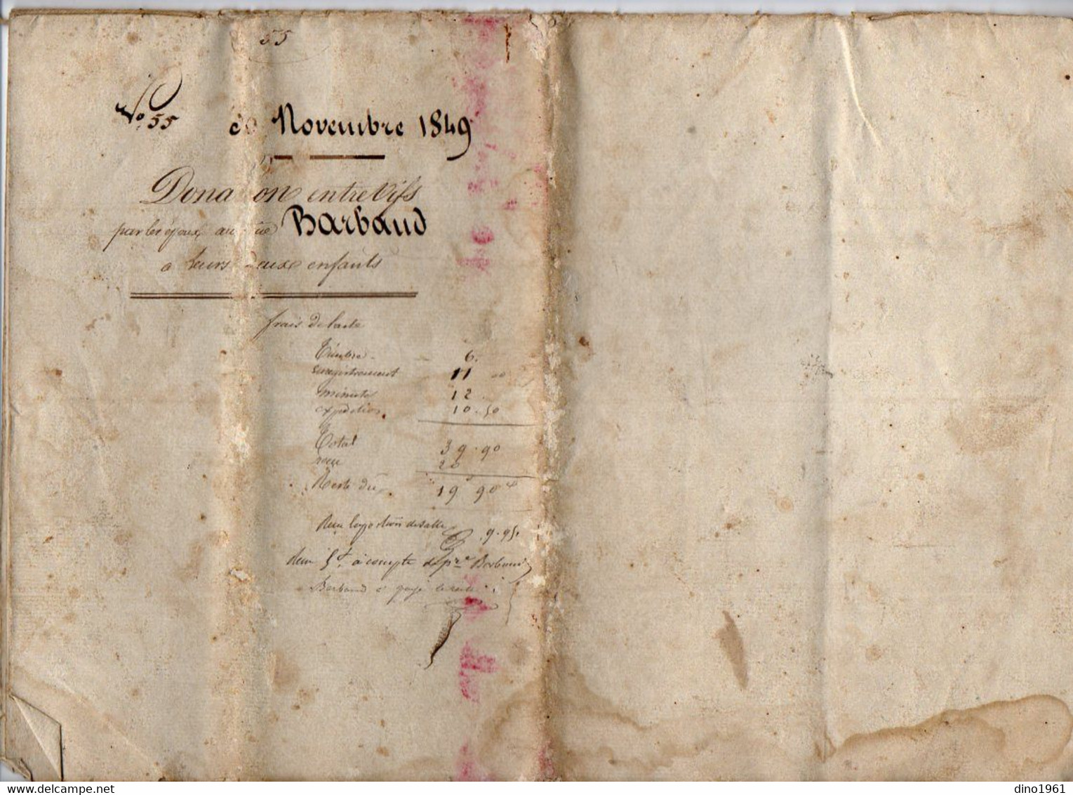 VP21.156 - NERE - Acte De 1849 - Donation Entre Vifs Par Les époux BARBAUD à Leurs Deux Enfants - Manuscrits