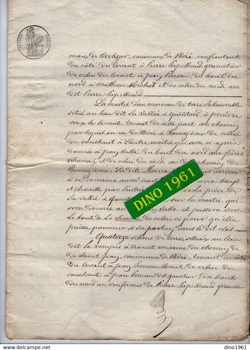 VP21.157 - NERE - Acte De 1847 - Donation Entre Vifs Par Mr Pierre SALLE De NERE à Jean & Marie SALLE - Manuscritos
