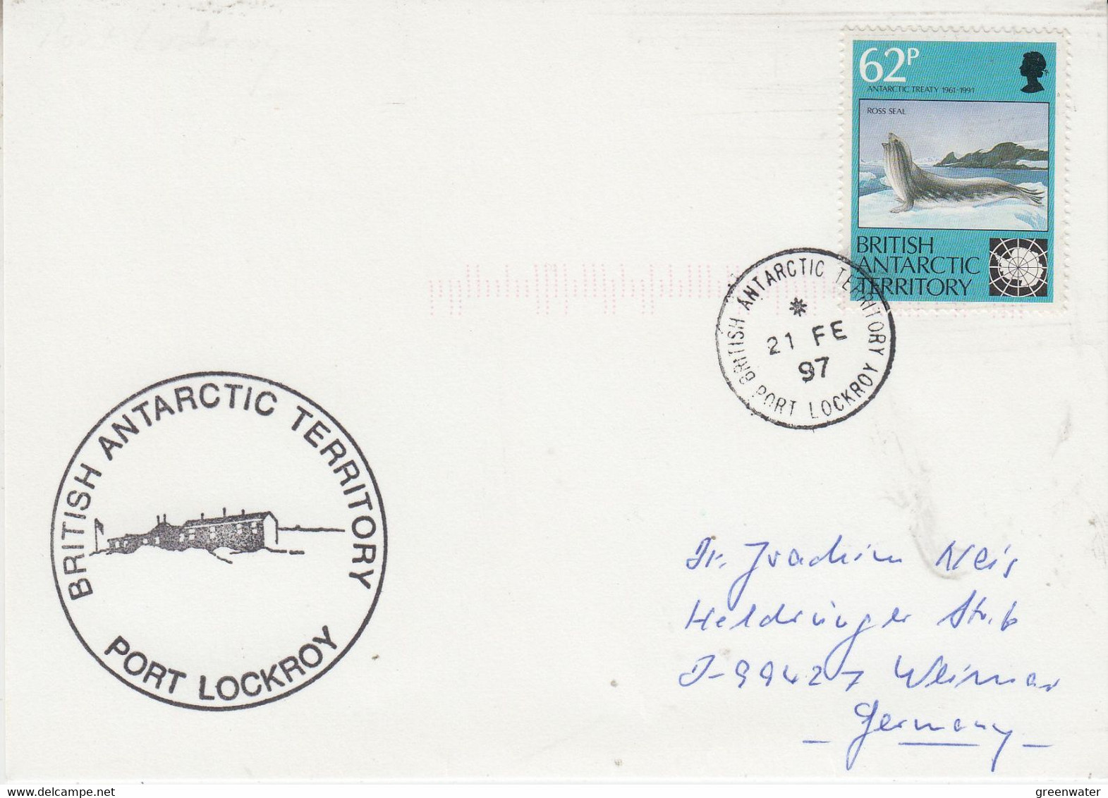 British Antarctic Territory (BAT) Card Ca Port Lockroy 21 FE 1997 (AT196) - Covers & Documents