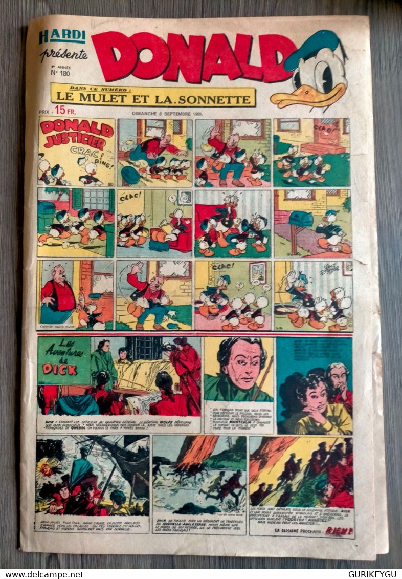 HARDI Présente DONALD N° 180 GUY L'ECLAIR Pim Pam Poum TARZAN MANDRAKE Luc Bradefer Le Pere LACLOCHE 03/09/1950 BE - Donald Duck