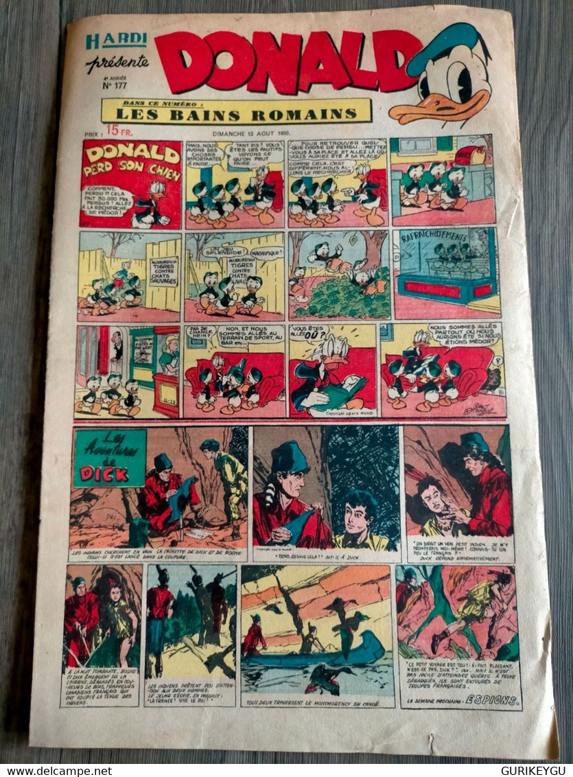 HARDI Présente DONALD N° 177 GUY L'ECLAIR Pim Pam Poum TARZAN MANDRAKE Luc Bradefer Le Pere LACLOCHE 13/08/1950 BE - Donald Duck