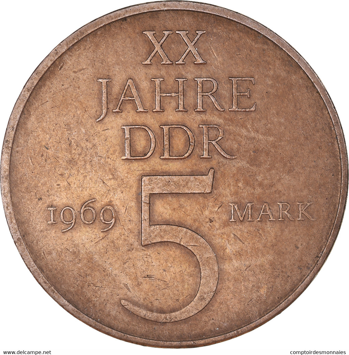 Monnaie, République Démocratique Allemande, 5 Mark, 1969, TTB+, Nickel-Bronze - 5 Marcos