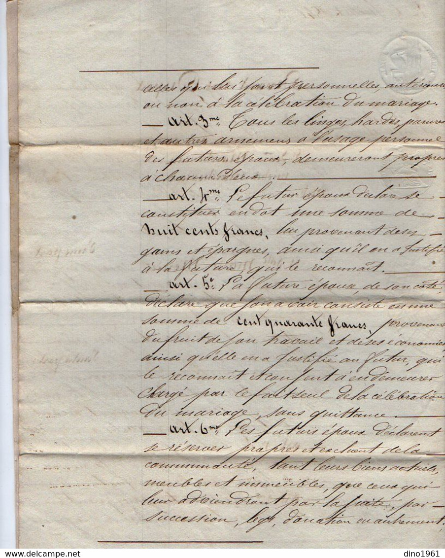 VP21.159 - LOULAY - Acte De 1846 - Contrat De Mariage - Mr MARCHESSEAU à LA CROIX COMTESSE & Melle MERCIER à SALEIGNES - Manuscrits