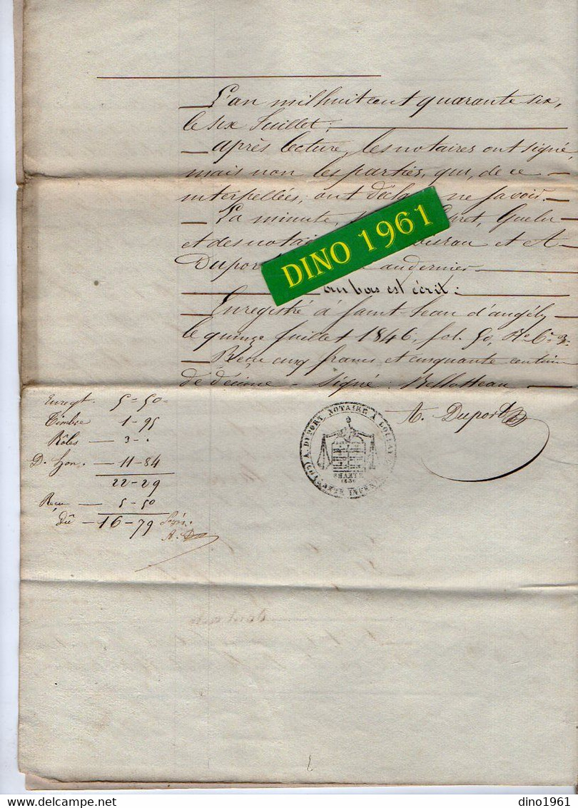 VP21.159 - LOULAY - Acte De 1846 - Contrat De Mariage - Mr MARCHESSEAU à LA CROIX COMTESSE & Melle MERCIER à SALEIGNES - Manuscrits