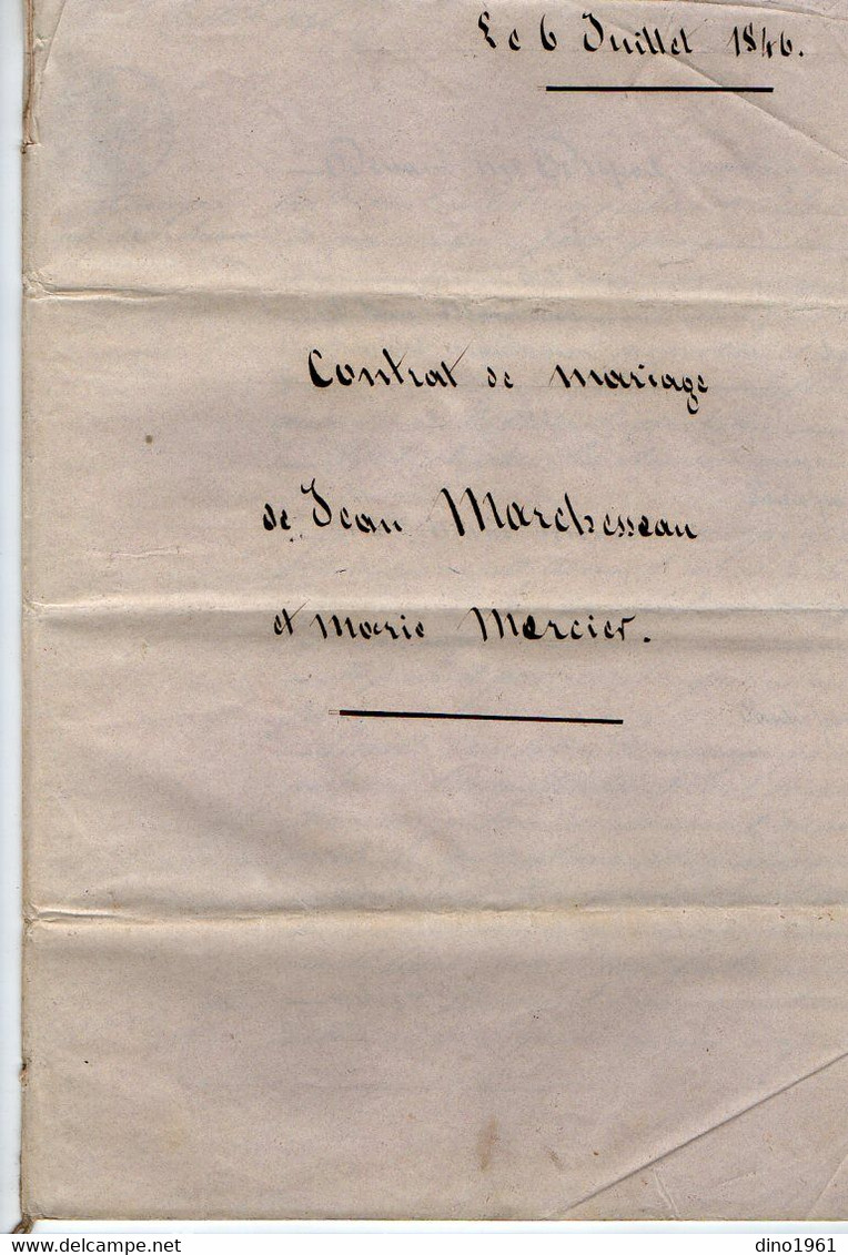 VP21.159 - LOULAY - Acte De 1846 - Contrat De Mariage - Mr MARCHESSEAU à LA CROIX COMTESSE & Melle MERCIER à SALEIGNES - Manuscrits