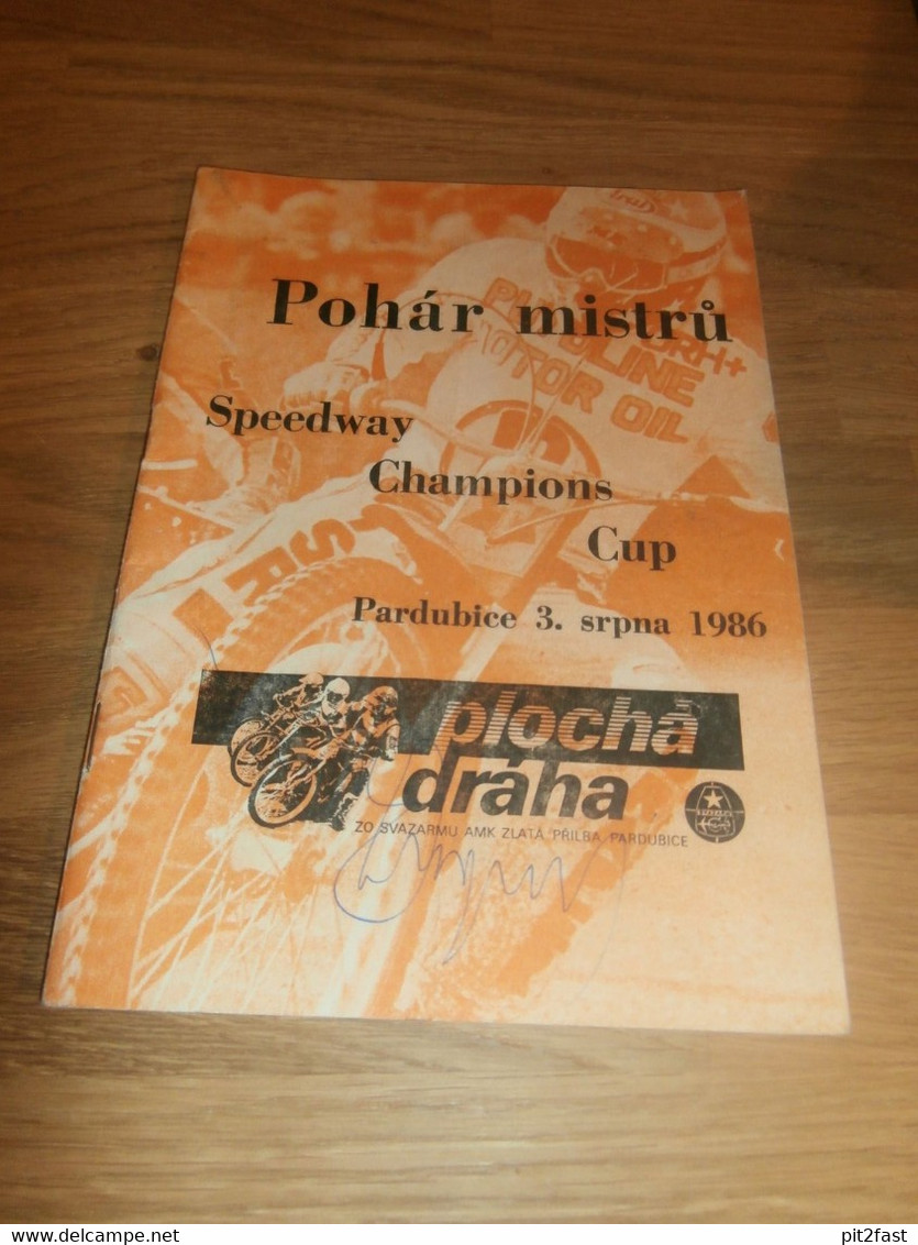 Speedway Pardubice 3.08.1986 , Programmheft / Programm / Rennprogramm , Program !!! - Motos