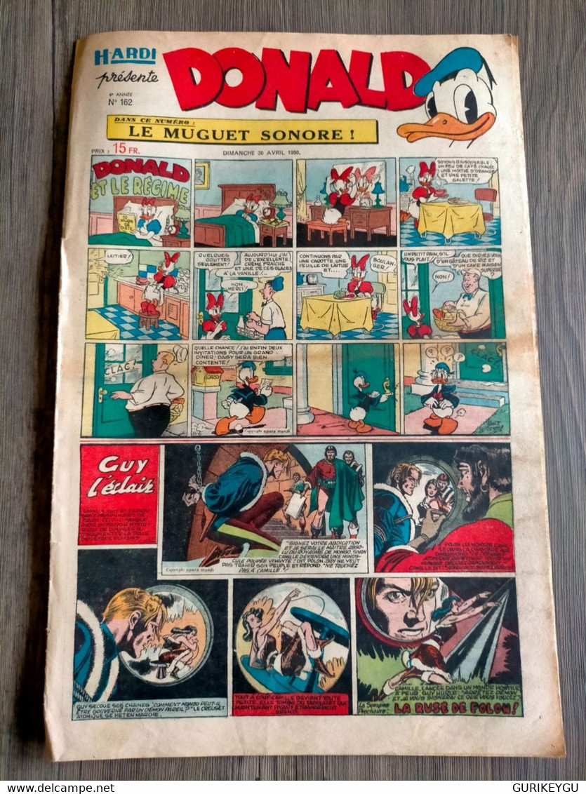 HARDI Présente DONALD N° 162 GUY L'ECLAIR Pim Pam Poum TARZAN MANDRAKE Luc Bradefer Le Pere LACLOCHE 30/04/1950 BE - Donald Duck