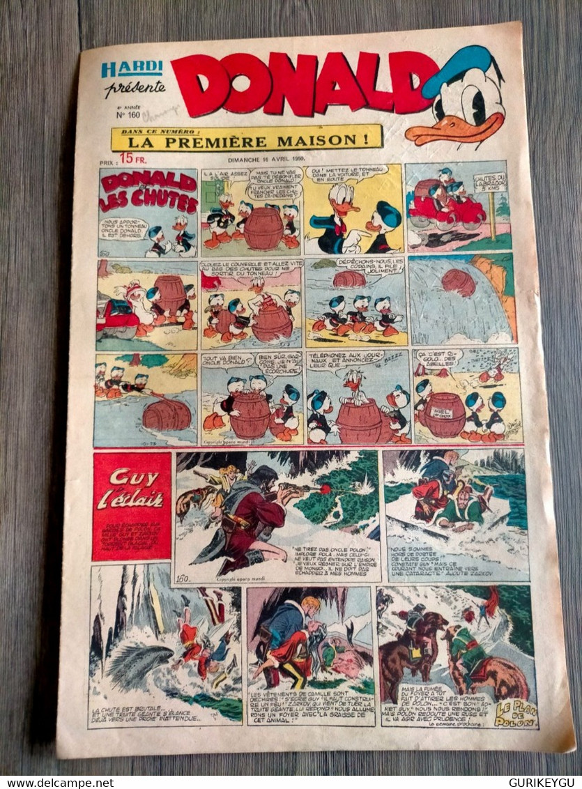 HARDI Présente DONALD N° 160 GUY L'ECLAIR Pim Pam Poum TARZAN MANDRAKE Luc Bradefer Le Pere LACLOCHE 16/04/1950 BE - Donald Duck