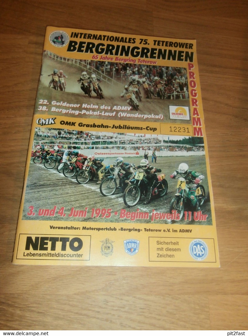 Bergring Teterow 1995 , Bergringrennen , Grasbahn , Programmheft / Programm / Rennprogramm , Program !!! - Motos