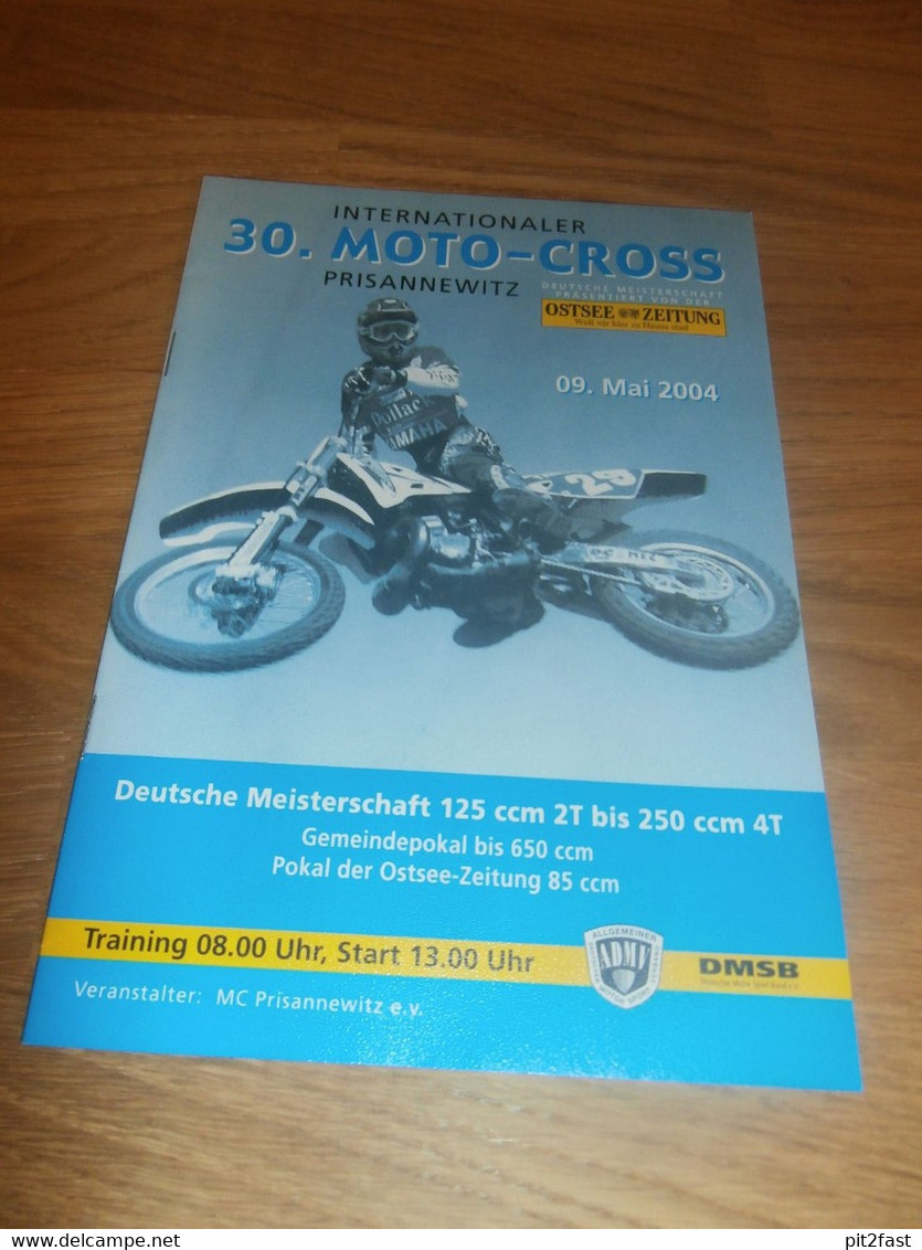 Moto Cross Prisannewitz B. Rostock 9.05.2004 , Programmheft / Programm / Rennprogramm , Program !!! - Motos