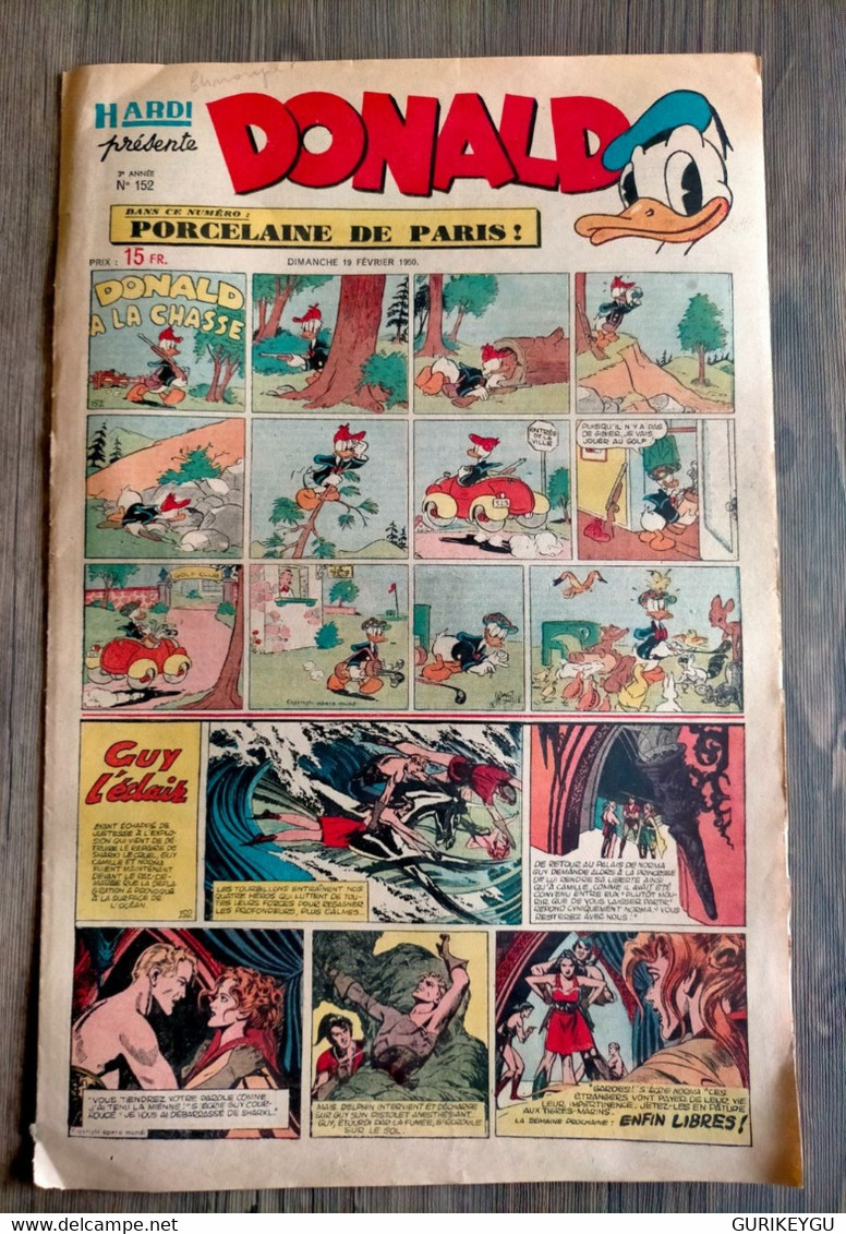 HARDI Présente DONALD N° 152 GUY L'ECLAIR Pim Pam Poum TARZAN MANDRAKE Luc Bradefer Le Pere LACLOCHE 19/02/1950 - Donald Duck