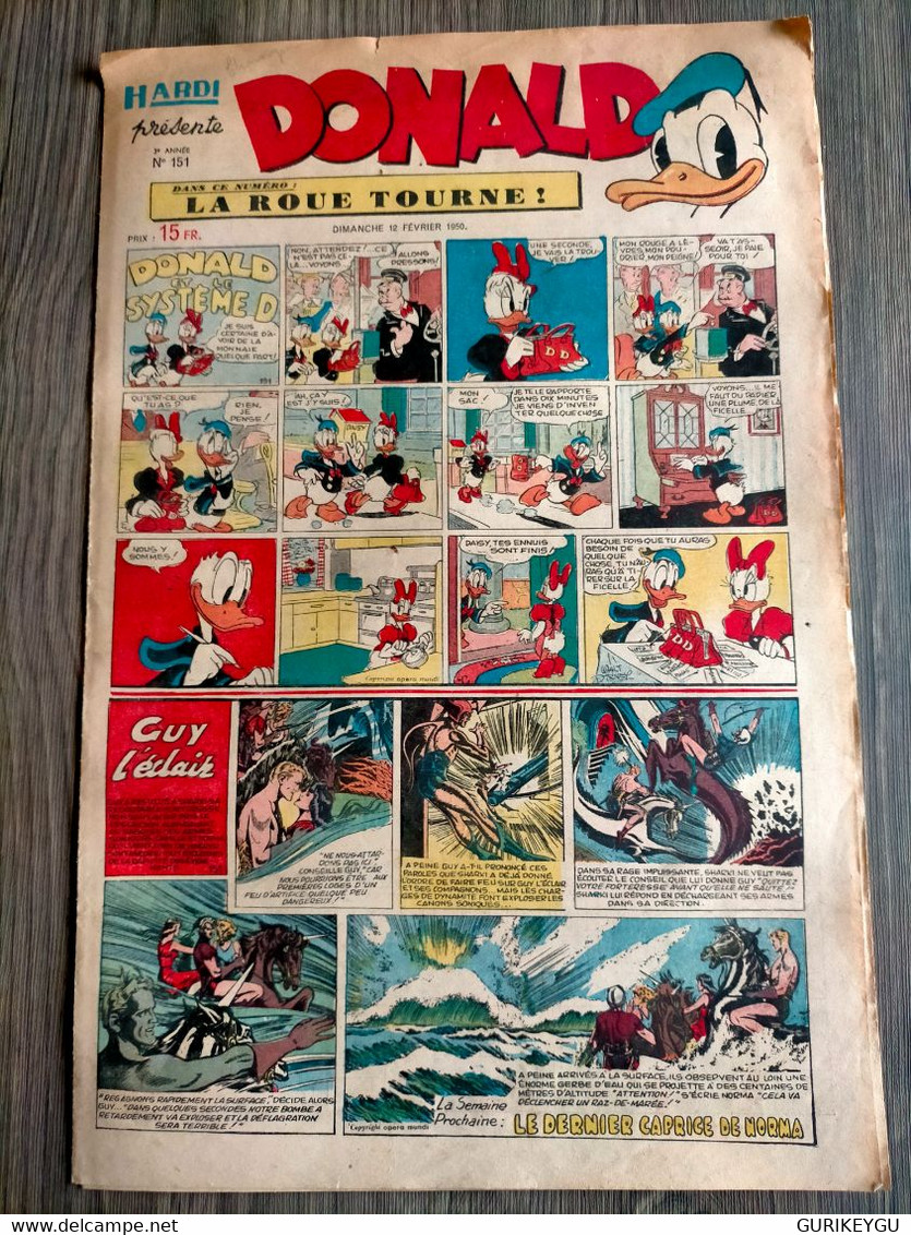 HARDI Présente DONALD N° 151 GUY L'ECLAIR Pim Pam Poum TARZAN MANDRAKE Luc Bradefer Le Pere LACLOCHE 12/02/1950 - Donald Duck