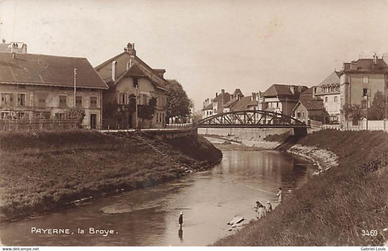 Payerne La Broye Pêcheurs Pont 1923 - Payerne