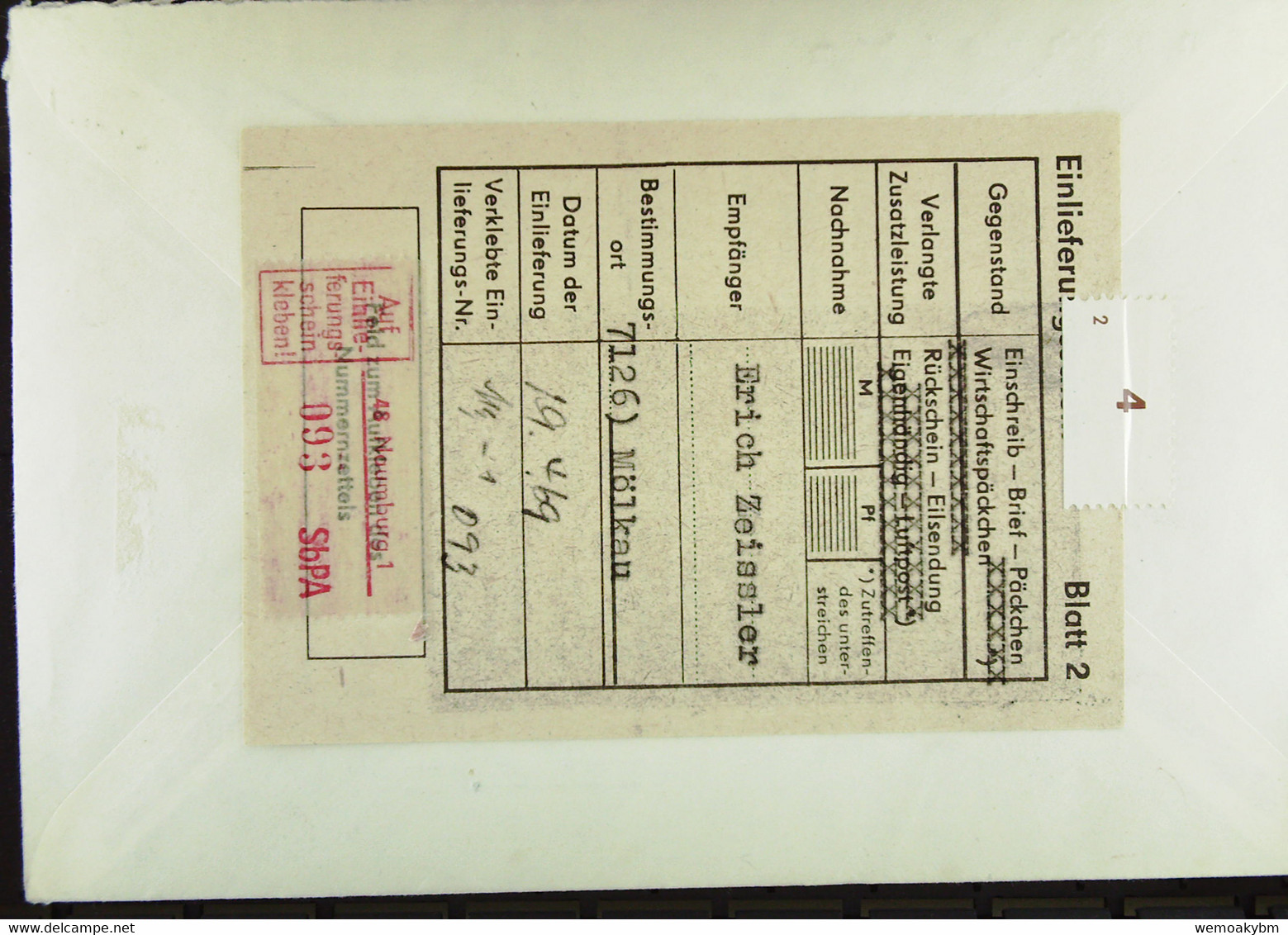 DDR: R-Fern-Brf Mit Selbstbed.-R-Zettel 50 Pf 48 Naumburg1 (093)-mit Einliefgschein 19.4.69 Mit 10 Pf Adonis U Märchen - Etichette Di Raccomandazione