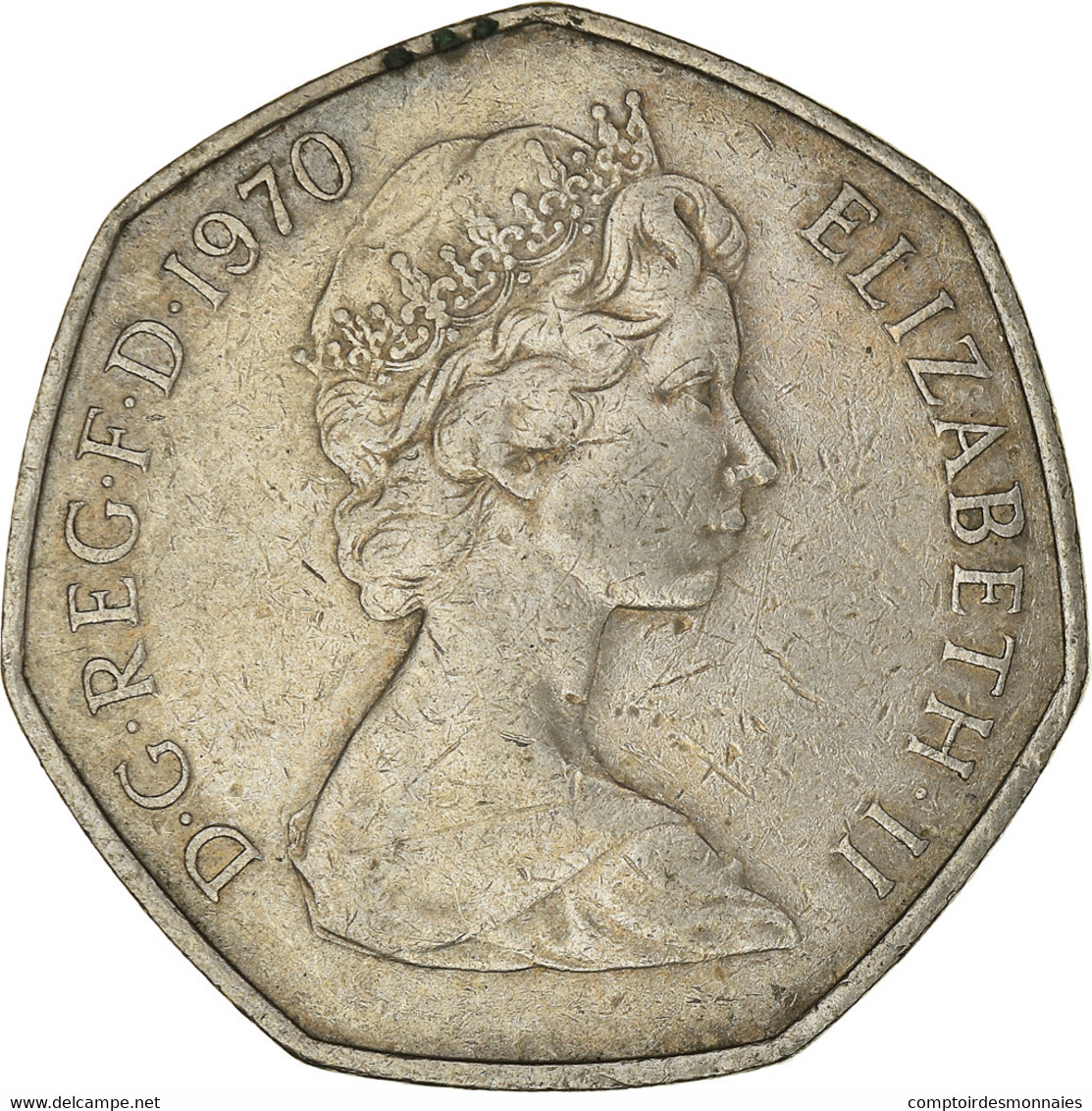 Monnaie, Grande-Bretagne, Elizabeth II, 50 New Pence, 1970, TB+, Cupro-nickel - 50 Pence