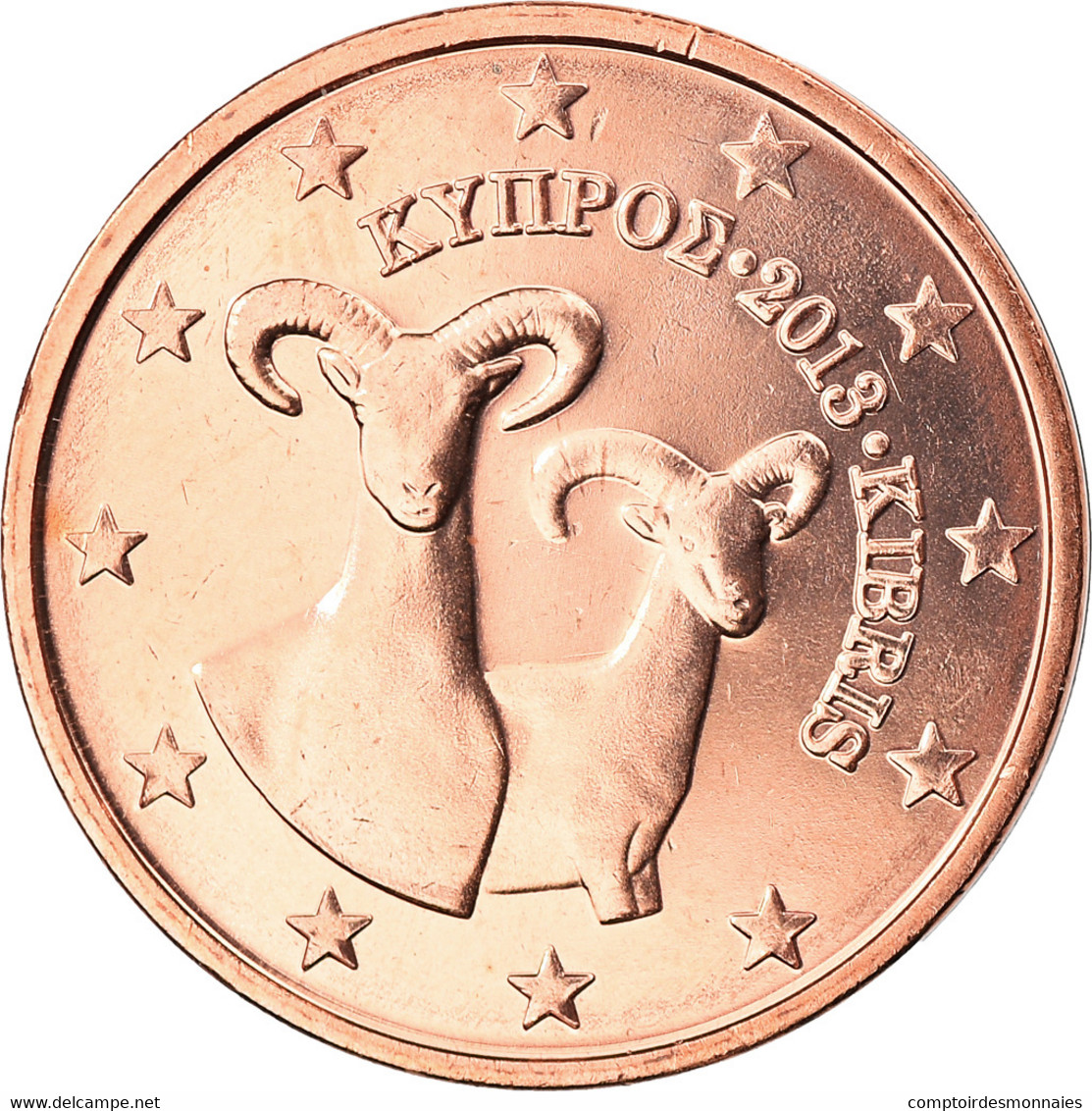 Chypre, 2 Euro Cent, 2013, SPL, Copper Plated Steel, KM:New - Chypre