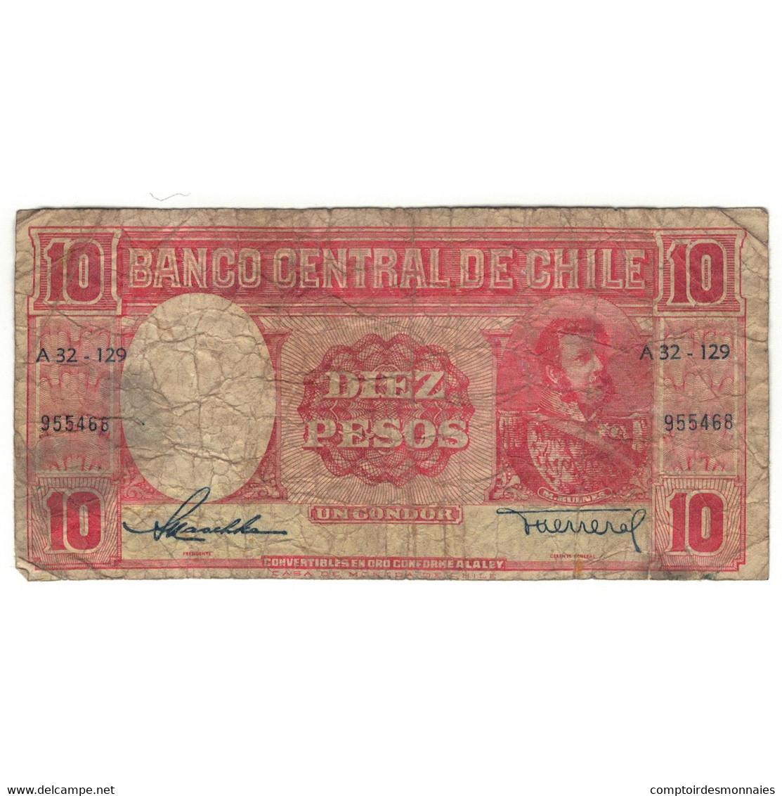 Billet, Chili, 10 Pesos = 1 Condor, 1960, KM:111, AB - Chile