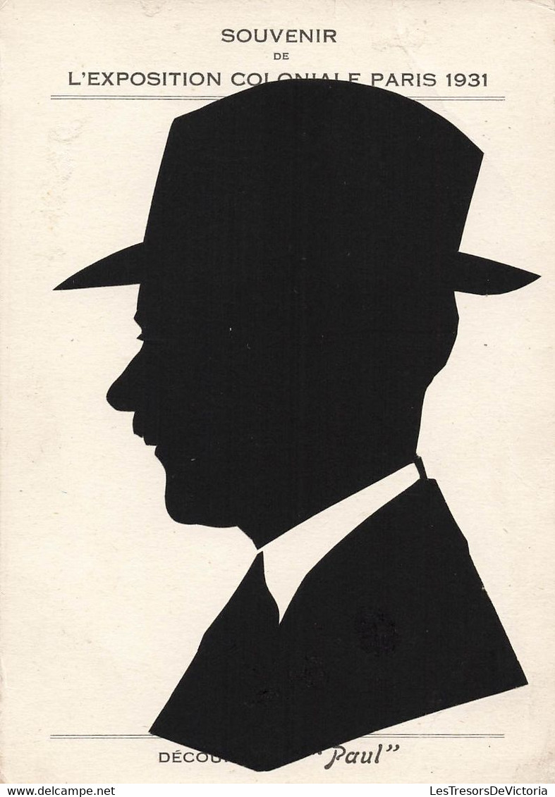 CPA Silhouette - Portrait D'un Homme Avec Un Col Blanc  - Souvenir De L'exposition Coloniale Paris 1931 - Par Paul - Silhouetkaarten