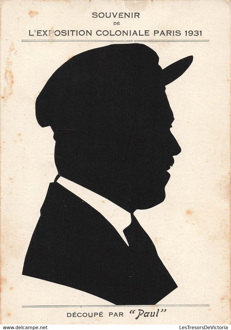 CPA Silhouette - Portrait D'un Homme Avec Une Casquette - Souvenir De L'exposition Coloniale Paris 1931 - Par Paul - Silhouettes