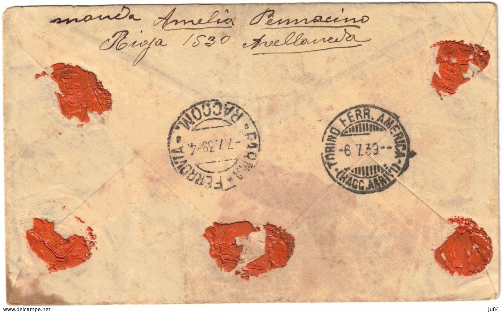 Argentina - Argentine - Pineyro - Lettre Recommandée Pour L'Italie - Torino Ferr. America - 10 Juin 1939 - Lettres & Documents