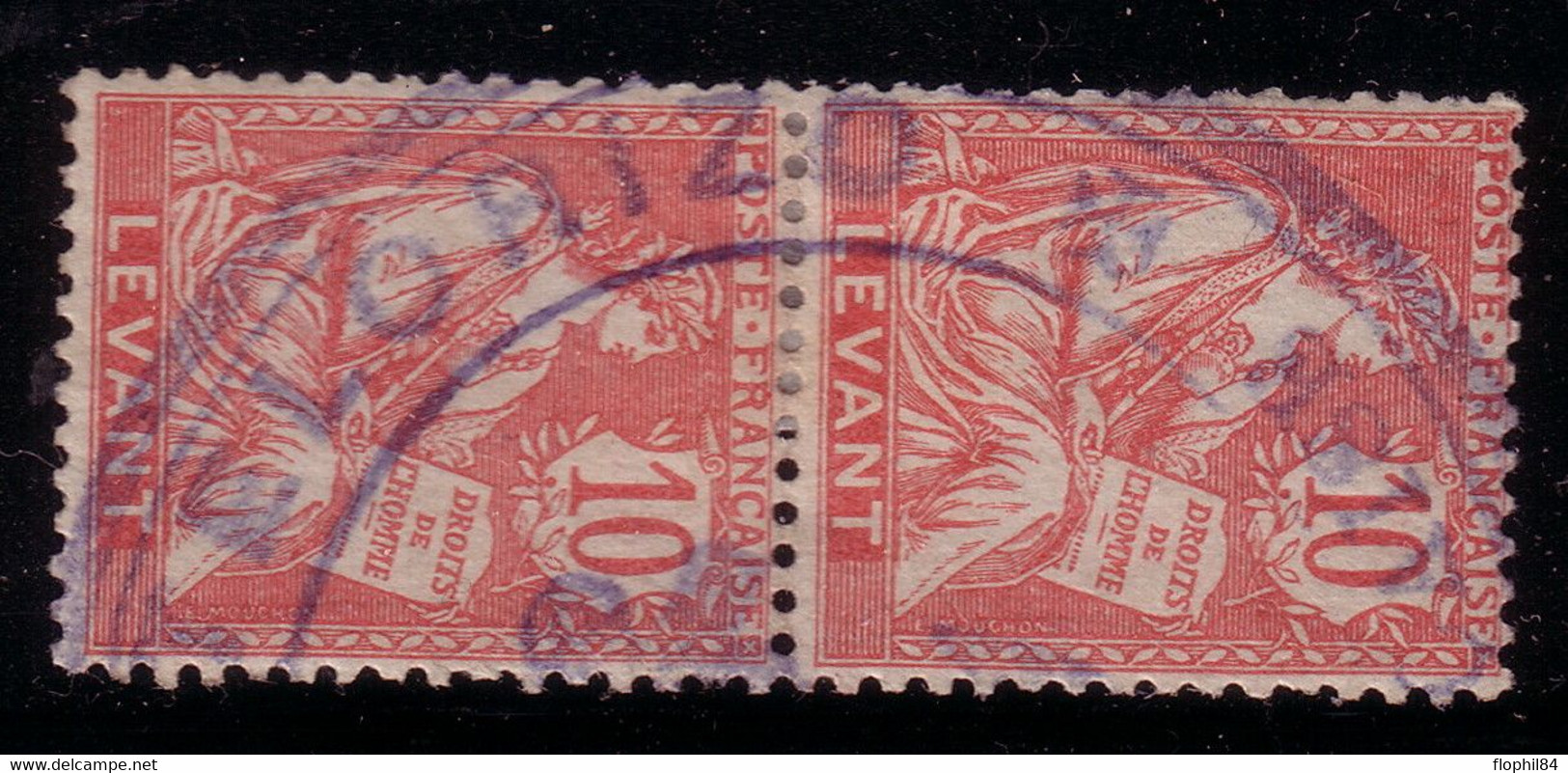 CASTELLORIZO - TIMBRE N°14 DU LEVANT EN PAIRE - OBLITERATION - CACHET SPECIAL DU CORPS EXPEDITIONNAIRE - COTE 100€ - Used Stamps