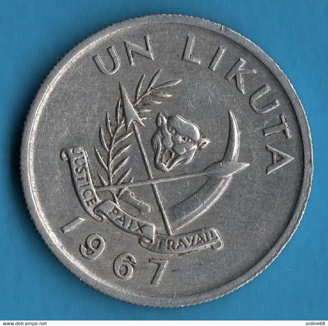 CONGO 1 LIKUTA 1967 KM# 8 - Congo (Repubblica Democratica 1964-70)