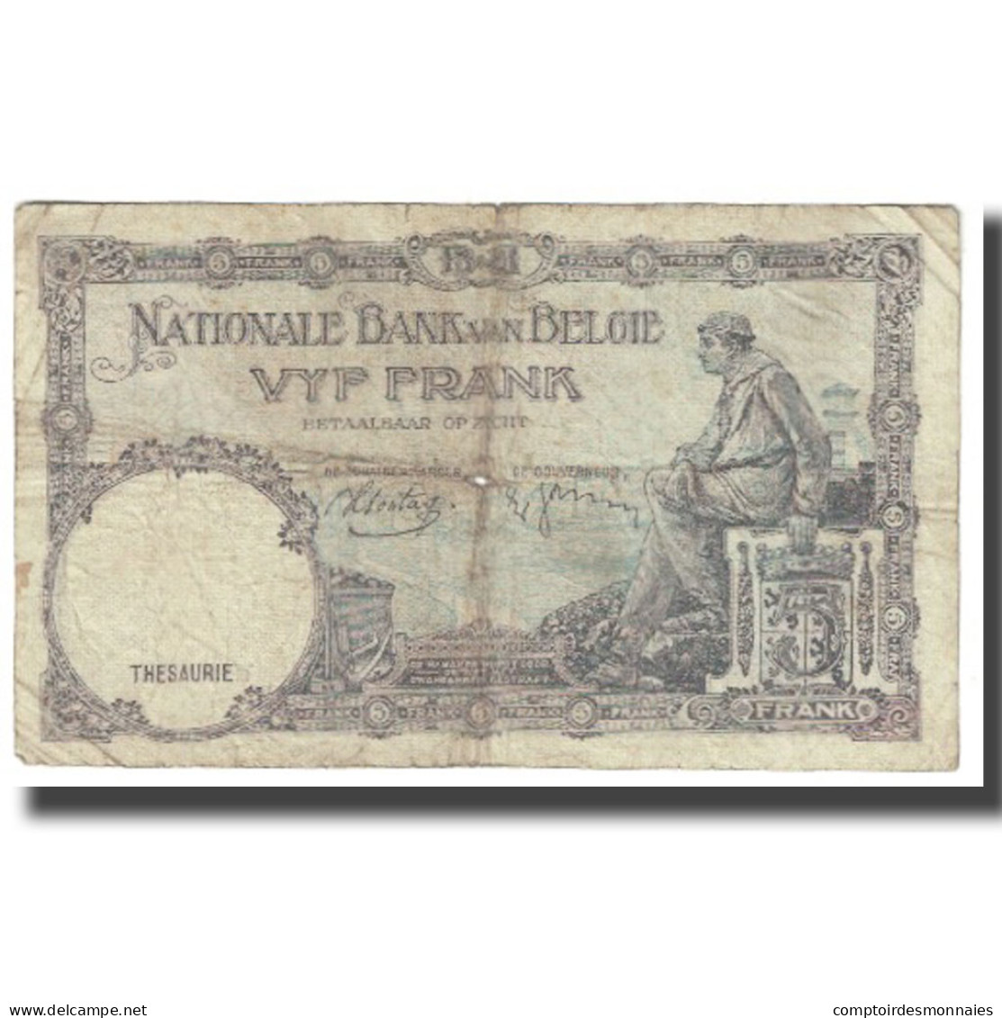 Billet, Belgique, 5 Francs, 1938, KM:108a, TB - 5 Francs